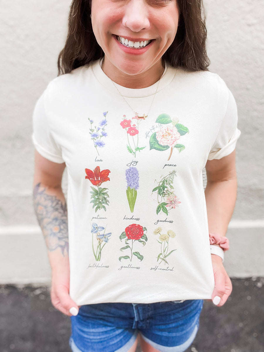 Vintage Floral Fruit Of The Spirit Tee Shirt – Naptime Faith & Life ...