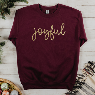 Joyful Gold Glitter Christian Christmas Crewneck Sweatshirt