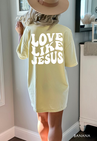 Love Like Jesus Groovy Wavy Comfort Colors Heavyweight T-Shirt