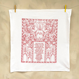 For to Us a Child Is Born Christmas Tea Towel