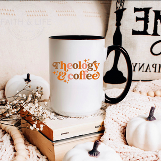 Theology & Coffee Fall Mug Pumpkin Spice Colors