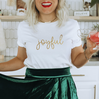 Joyful Gold Glitter Christian Christmas Tee Shirt