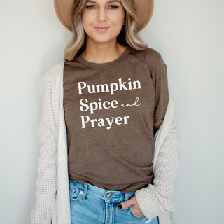 Pumpkin Spice & Prayer Fall Short Sleeve Graphic T-Shirt in Multiple Color Options