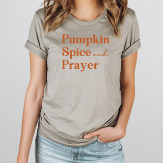 Pumpkin Spice & Prayer Fall Short Sleeve Graphic T-Shirt in Multiple Color Options