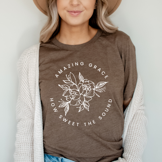 Amazing Grace Floral Graphic Tee With White Graphic Print