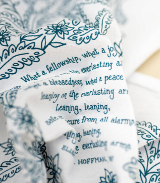 Leaning on the Everlasting Arms Hymn Tea Towel — 24" x 20"