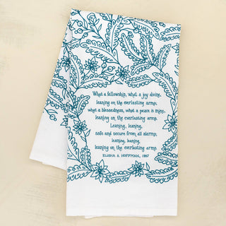 Leaning on the Everlasting Arms Hymn Tea Towel — 24" x 20"