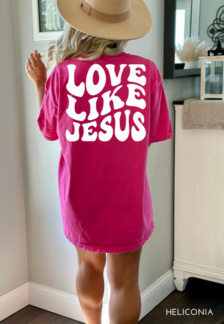 Love Like Jesus Groovy Wavy Comfort Colors Heavyweight T-Shirt