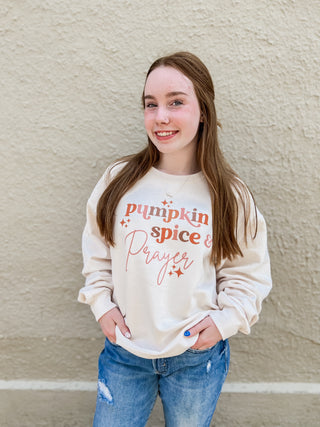 Pumpkin Spice and Prayer Fall Crewneck Sweatshirt