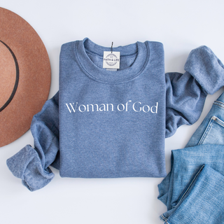 Woman of God- Cozy Christian Crewneck Sweatshirt