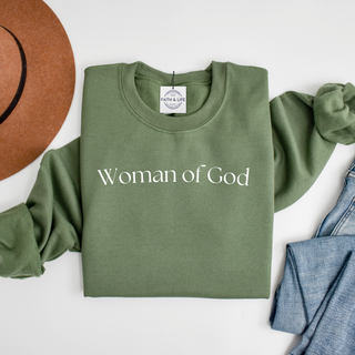 Woman of God- Cozy Christian Crewneck Sweatshirt