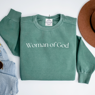 Woman of God Comfy Heavyweight Christian Crewneck Sweatshirt