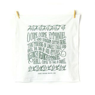 O Come, O Come Emmanuel Christmas Tea Towel - Evergreen