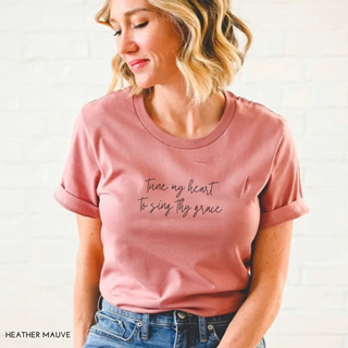 Come, Thou Fount Of Every Blessing Hymn Vintage Wash Tee Shirt Front and Back Design