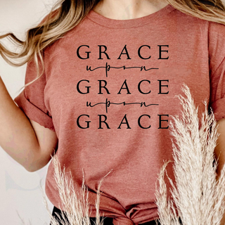 Grace Upon Grace Crew Neck Tee in Neutral/Warm Color Options- Naptime Faithwear